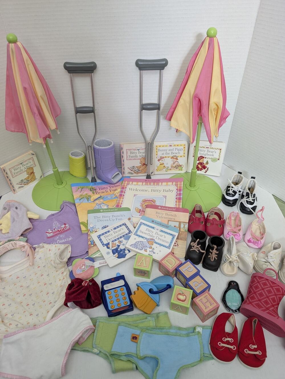 American Girl Bitty Baby Twins Clothes Books Shoes Accessories Lot